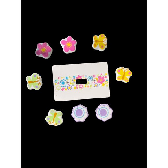 Vintage Children’s Drawer knobs and Light Switch Set Flowers Butterflies - Picture 3 of 4